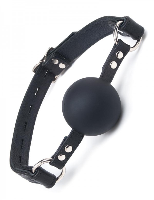 Premium Garment Leather Large Silicone Ball Gag 2”