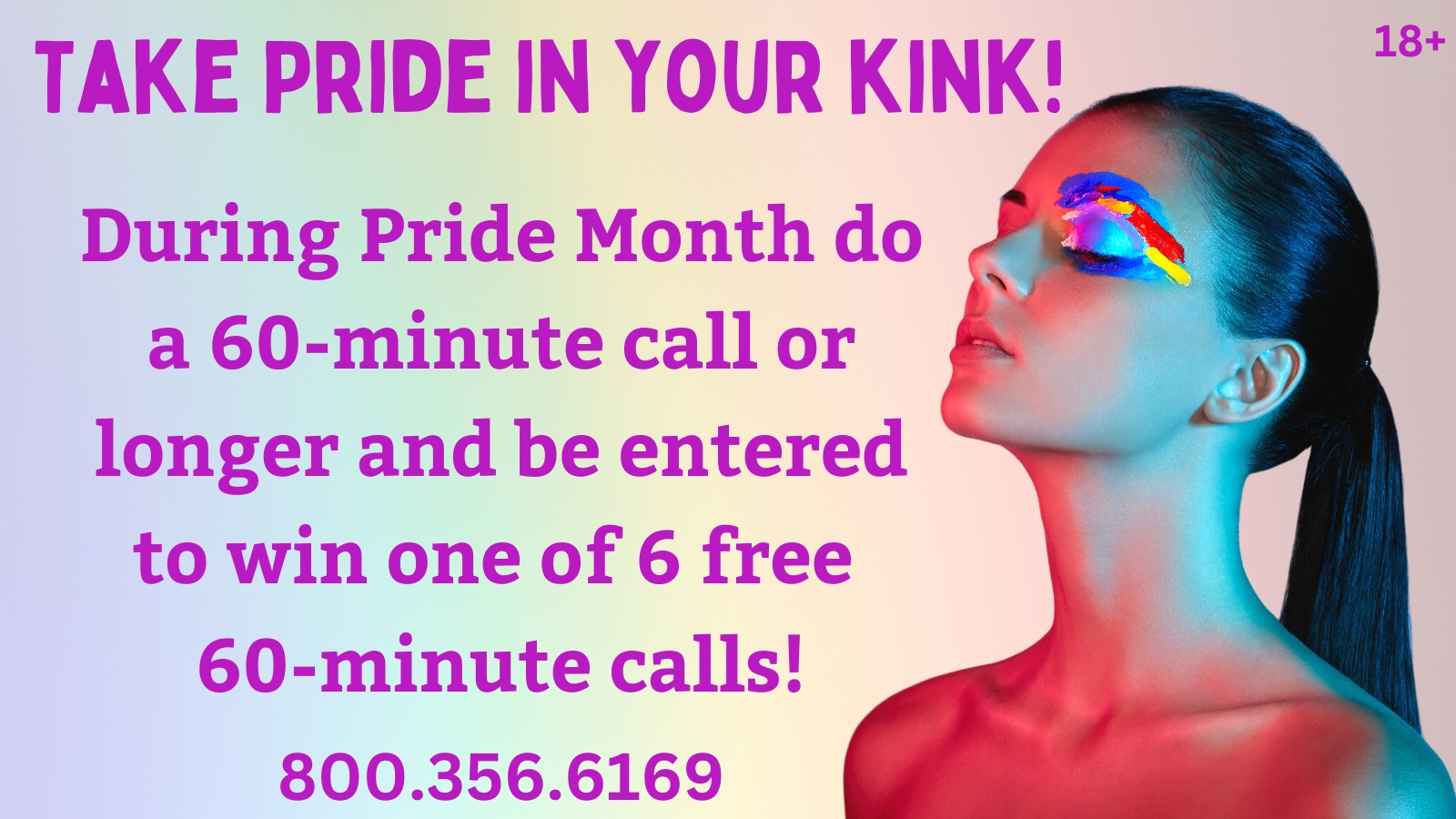 Take Pride in your kink with Goddess Rachel! 1-800-356-6169